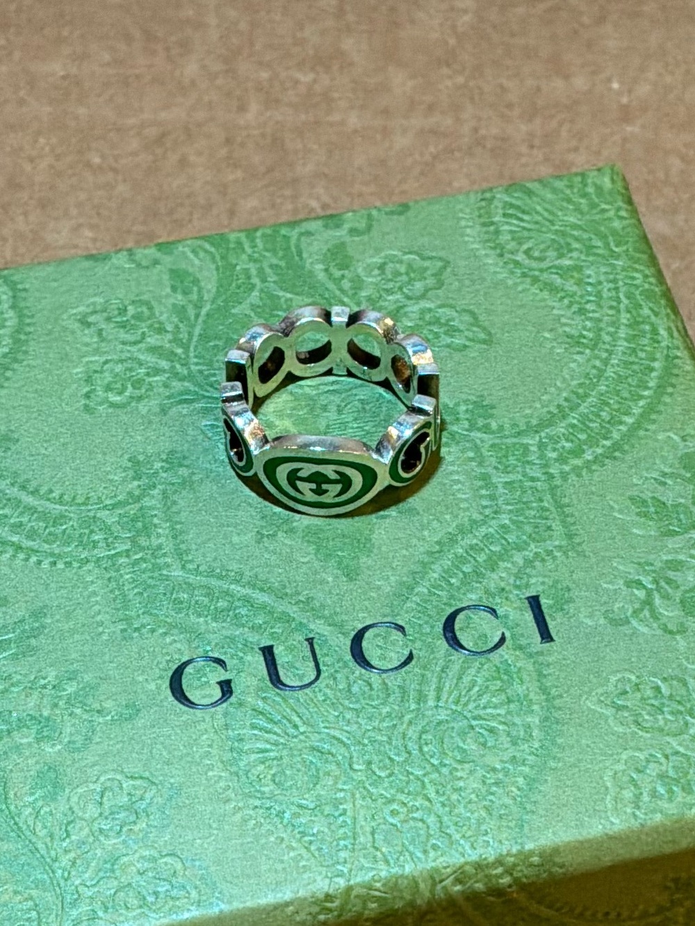 Gucci Silver Interlocking G Openwork Ring - 925 Sterling Silver
